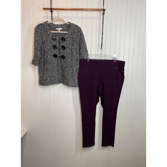 Dressbarn DKNY Knitted Short Sleeve Sweater Cardigan Stretchable Pants Size XL - Picture 1 of 13